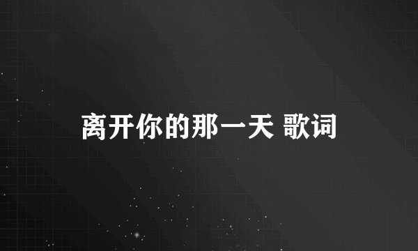 离开你的那一天 歌词