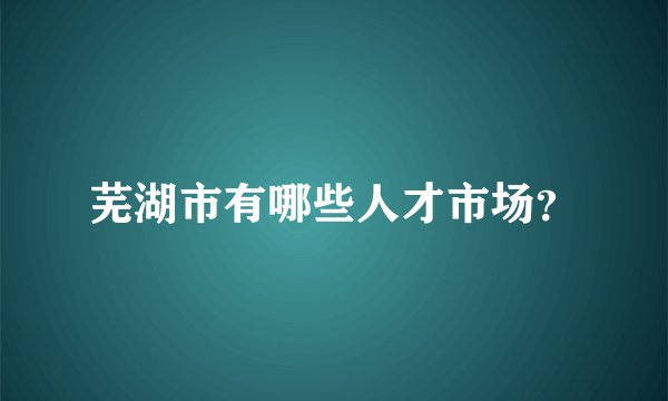 芜湖市有哪些人才市场？