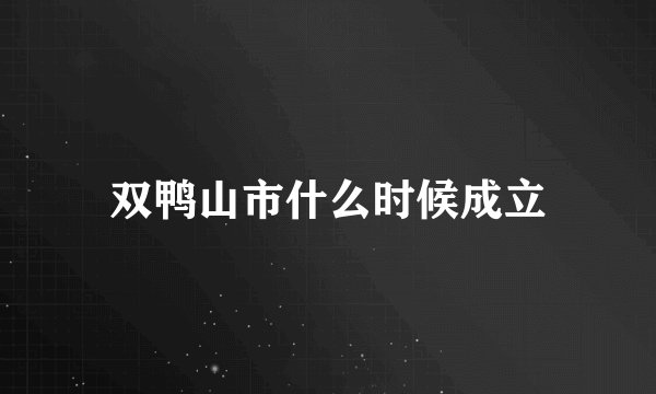 双鸭山市什么时候成立