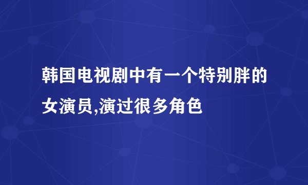 韩国电视剧中有一个特别胖的女演员,演过很多角色