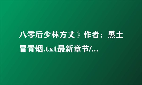 八零后少林方丈》作者：黑土冒青烟.txt最新章节/全集txt免费下载