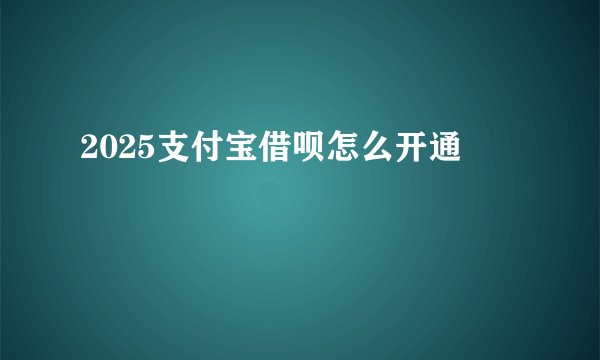 2025支付宝借呗怎么开通