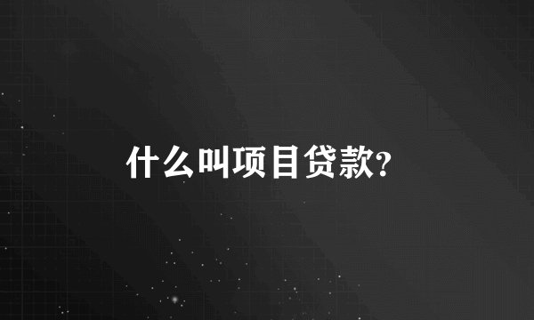 什么叫项目贷款？