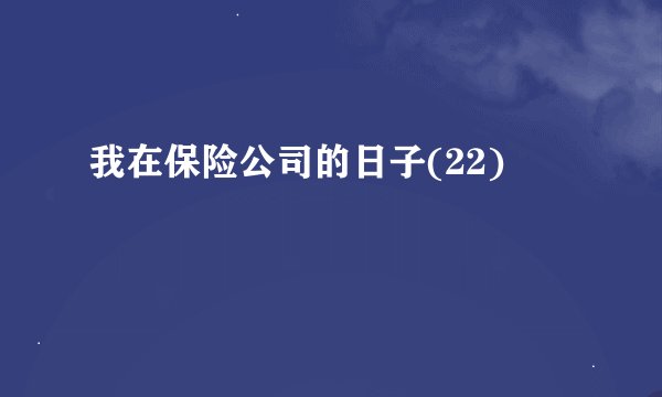 我在保险公司的日子(22)
