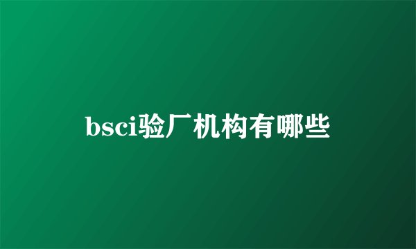 bsci验厂机构有哪些