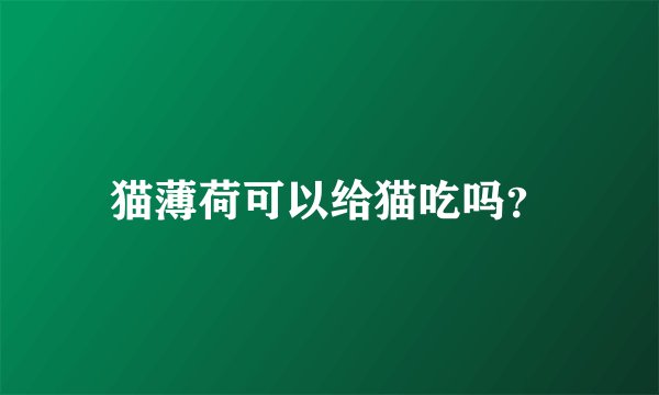 猫薄荷可以给猫吃吗？