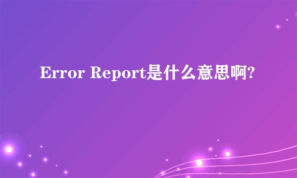 Error Report是什么意思啊?