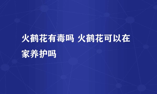 火鹤花有毒吗 火鹤花可以在家养护吗