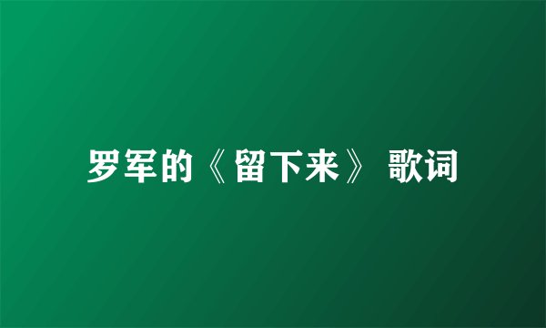 罗军的《留下来》 歌词