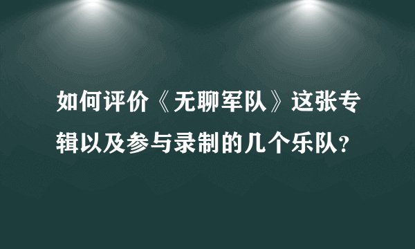 如何评价《无聊军队》这张专辑以及参与录制的几个乐队？