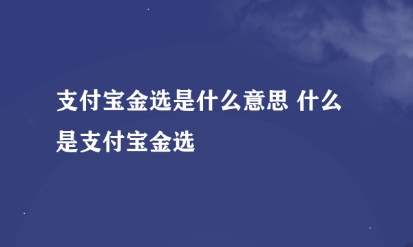 支付宝金选是什么意思 什么是支付宝金选