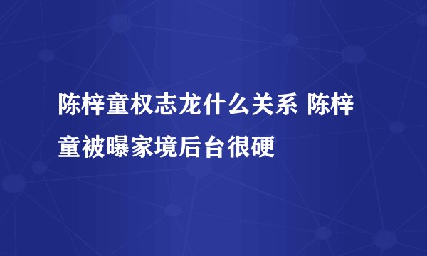 陈梓童权志龙什么关系 陈梓童被曝家境后台很硬