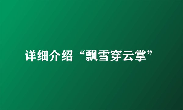 详细介绍“飘雪穿云掌”
