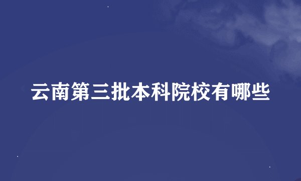 云南第三批本科院校有哪些