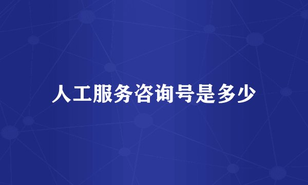 人工服务咨询号是多少
