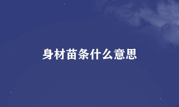 身材苗条什么意思