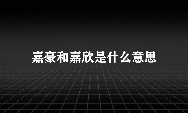 嘉豪和嘉欣是什么意思