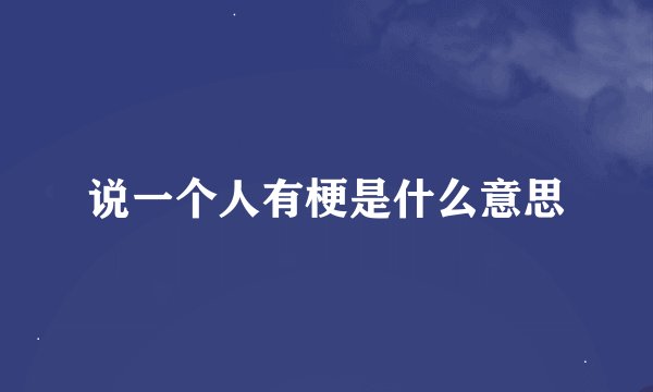 说一个人有梗是什么意思