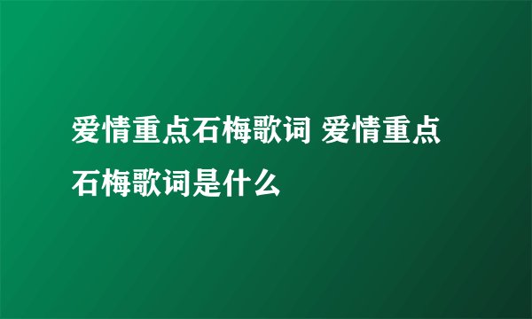 爱情重点石梅歌词 爱情重点石梅歌词是什么