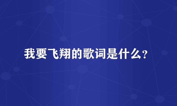 我要飞翔的歌词是什么？