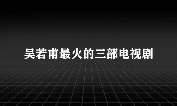 吴若甫最火的三部电视剧