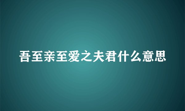 吾至亲至爱之夫君什么意思