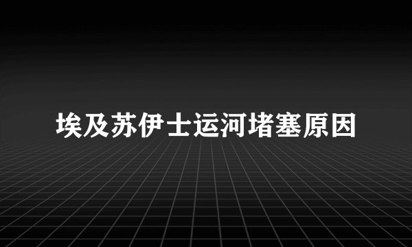 埃及苏伊士运河堵塞原因