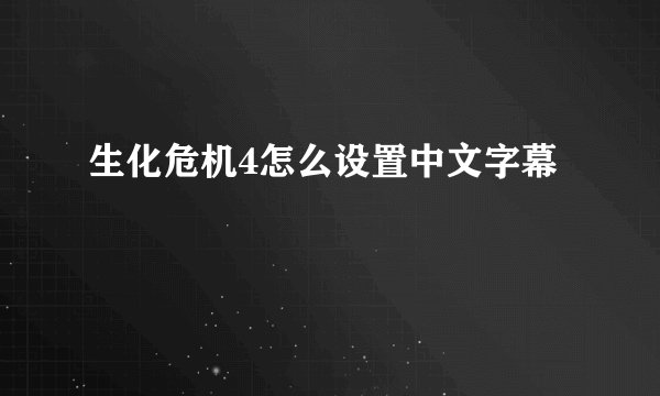 生化危机4怎么设置中文字幕