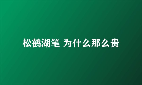 松鹤湖笔 为什么那么贵