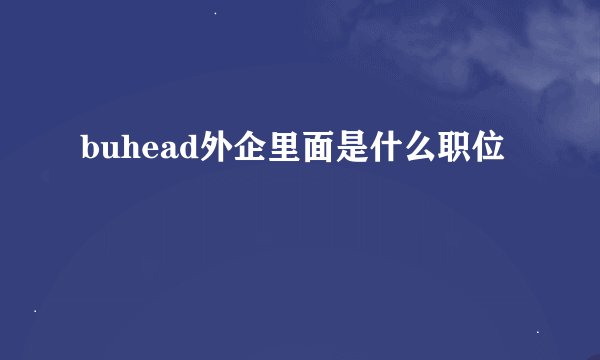 buhead外企里面是什么职位