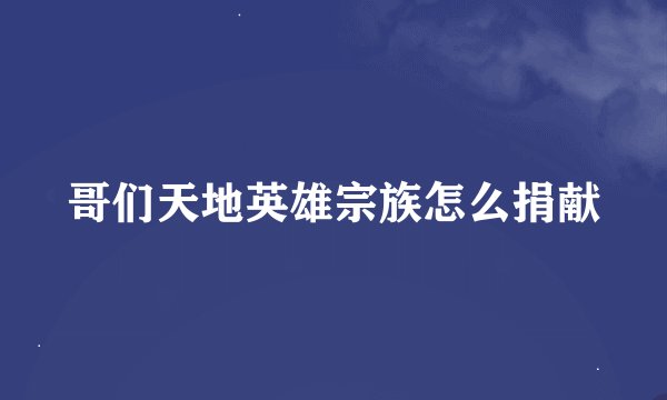 哥们天地英雄宗族怎么捐献