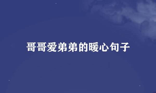 哥哥爱弟弟的暖心句子