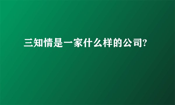 三知情是一家什么样的公司?