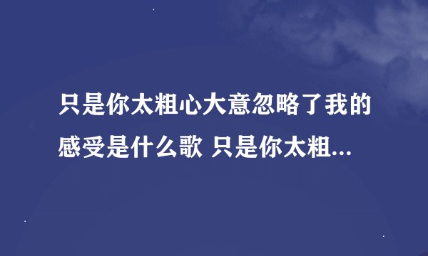 只是你太粗心大意忽略了我的感受是什么歌 只是你太粗心大意忽略了我的感受出处