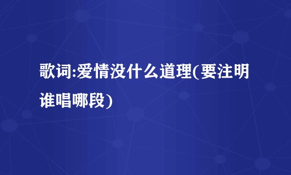 歌词:爱情没什么道理(要注明谁唱哪段)