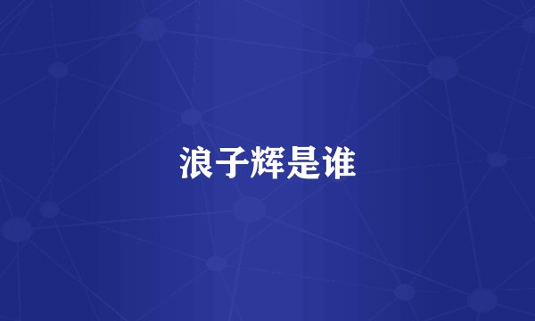 浪子辉是谁