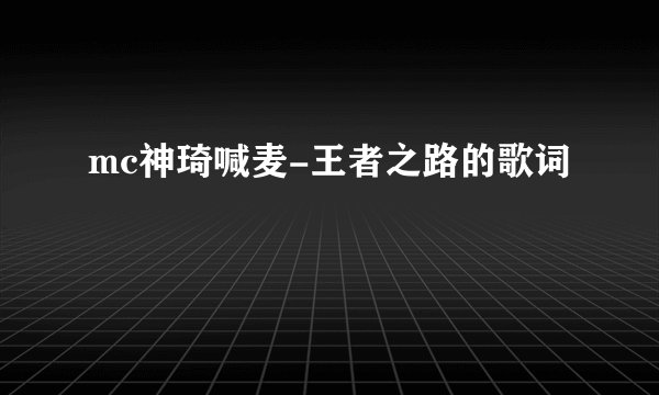 mc神琦喊麦-王者之路的歌词