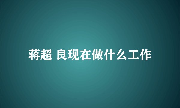 蒋超 良现在做什么工作