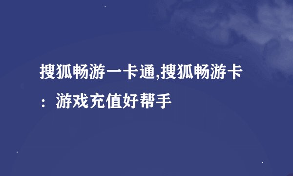 搜狐畅游一卡通,搜狐畅游卡：游戏充值好帮手