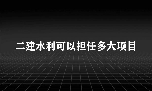 二建水利可以担任多大项目