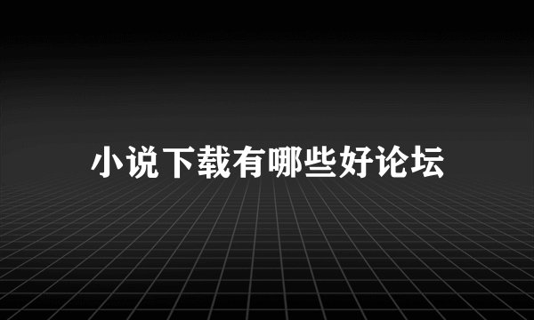 小说下载有哪些好论坛