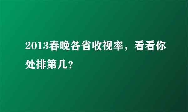 2013春晚各省收视率，看看你处排第几？