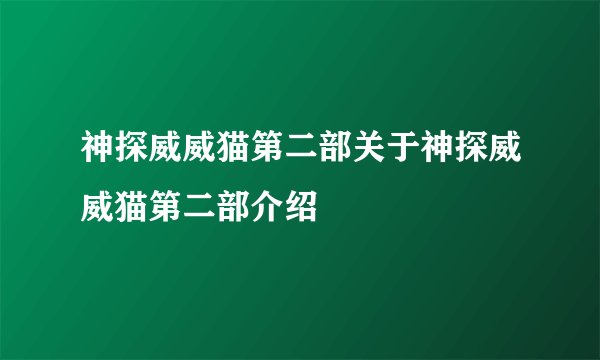 神探威威猫第二部关于神探威威猫第二部介绍