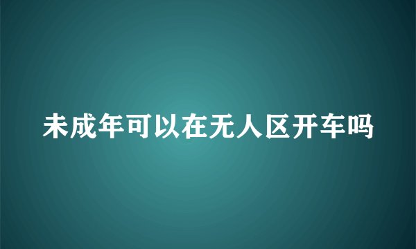 未成年可以在无人区开车吗