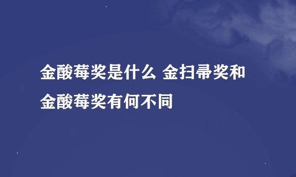 金酸莓奖是什么 金扫帚奖和金酸莓奖有何不同