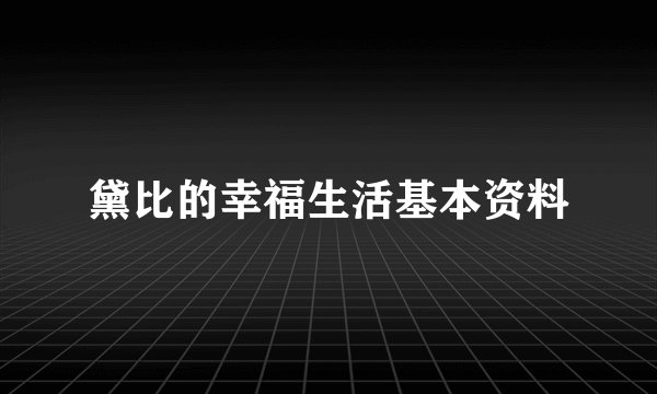 黛比的幸福生活基本资料