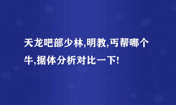 天龙吧部少林,明教,丐帮哪个牛,据体分析对比一下!