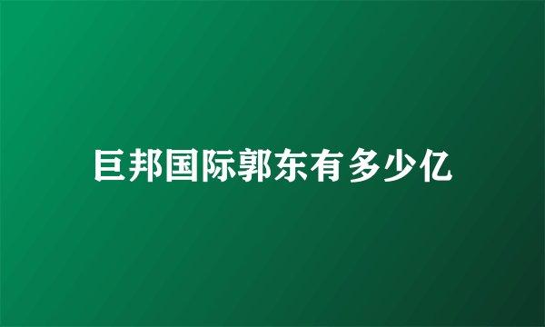 巨邦国际郭东有多少亿