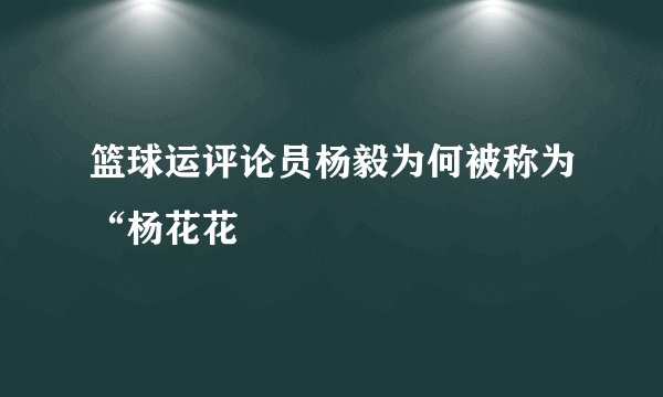 篮球运评论员杨毅为何被称为“杨花花