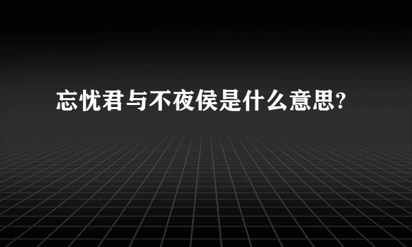 忘忧君与不夜侯是什么意思?